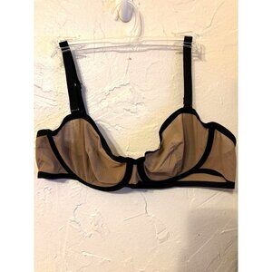 Cuup Bra SZ 36B Black Trim Sheer Beige Cup Underwire EUC